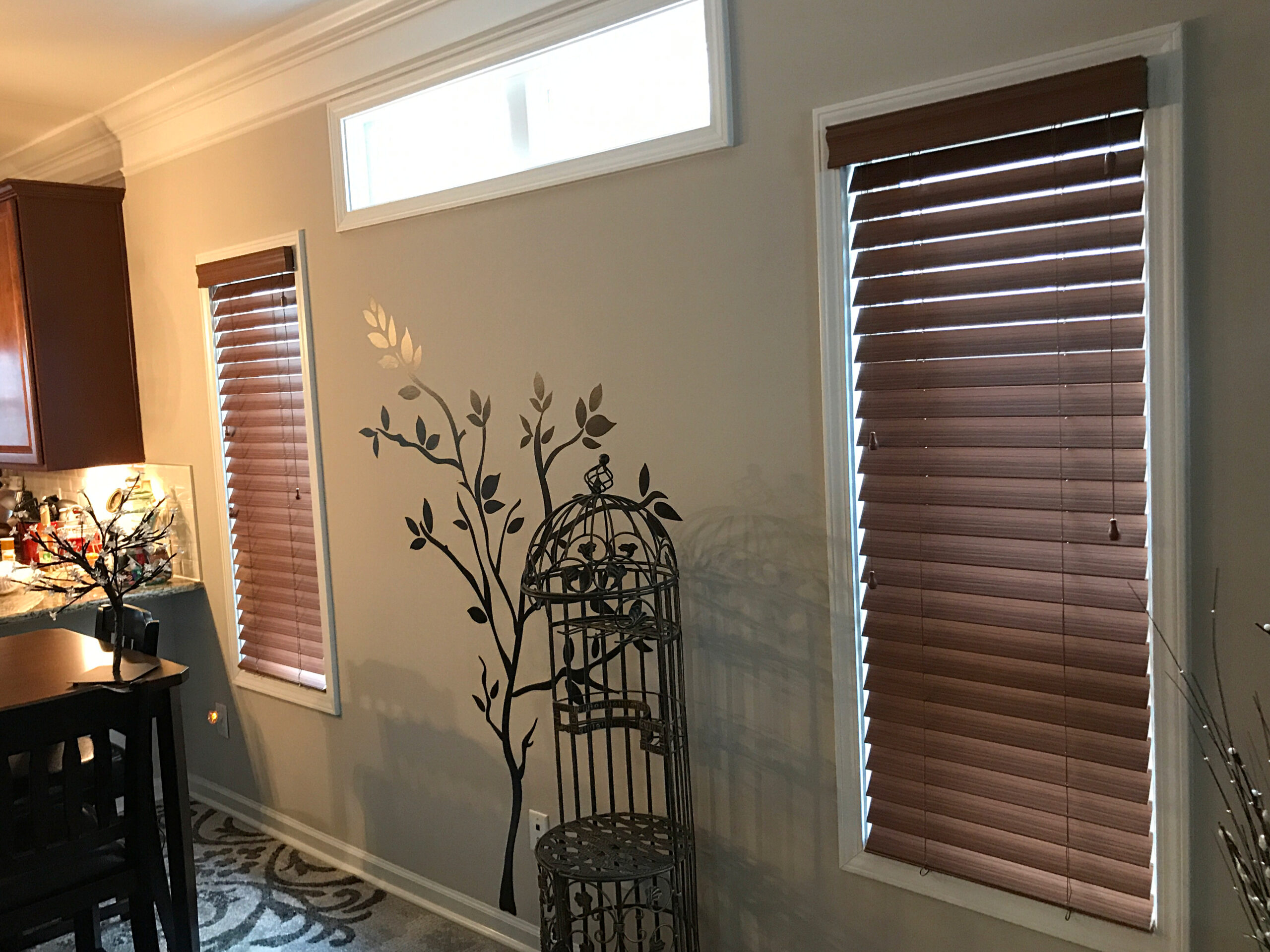 norman wood blinds, wood stain