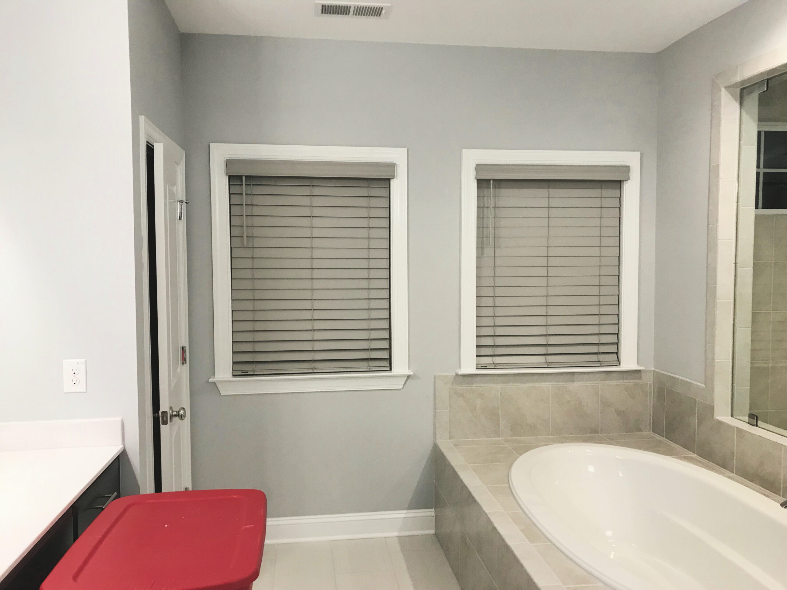 norman cordless gray faux wood blinds